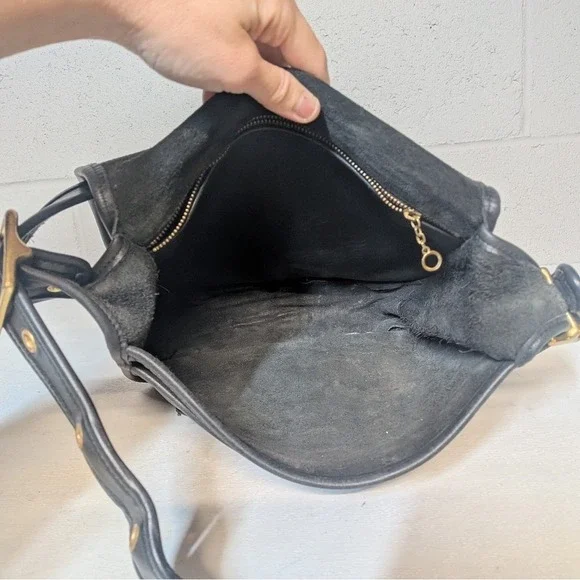 Vintage Coach Stewardess 9525 Black Glovetanned Leather Crossbody 90s Minimalist - Picture 13 of 16